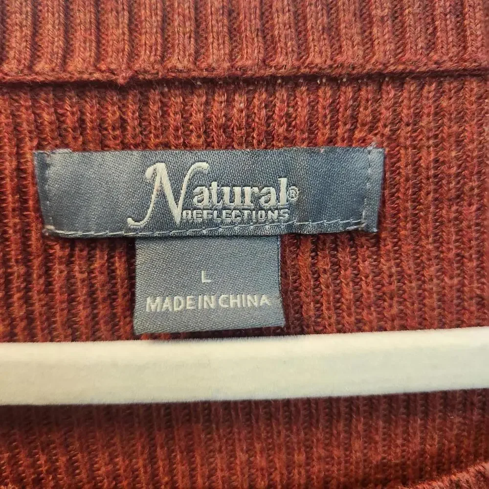 Natural Reflections Women's Long Sleeve Knit Top in Rust, Size Large - Picture 2 of 8